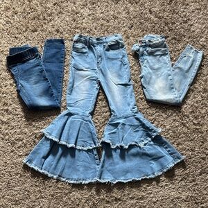 Old Navy Light Blue Tiered Flare Jeans